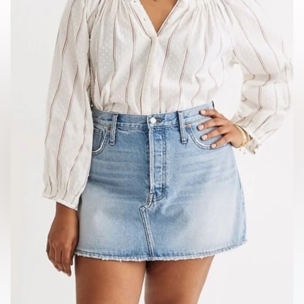 NWT Madewell Rigid Denim Relaxed Mini Skirt In Northdale Wash Size 29.